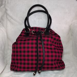 Red & Black Buffalo Plaid Talbots Drawstring Bucket Bag/tote‎